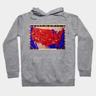 Vintage United States of America Travel Bureau Map, See America Hoodie